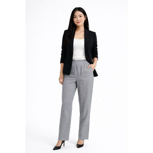 Women's EHL Gray & Black Plaid Petite Trousers Size 10P